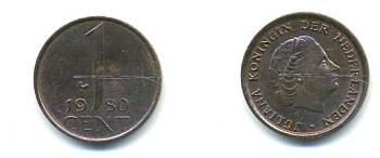 Нидерланды 1 цент 1980 Юлиана (1949-1980) KM 180 бронза UNC 80-968