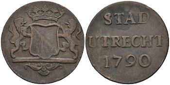 Утрехт (Utrecht), Нидерланды 1 дуит 1790 KM 91 медь 4577-252