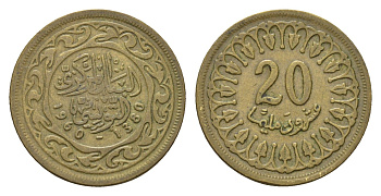 Тунис 20 миллимов 1960 KM 307 латунь 4641-1126