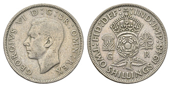 Великобритания 2 шиллинга (флорин) 1948 Георг VI (1936-1952) KM 865, Spink 4102 медно-никель 4663-252
