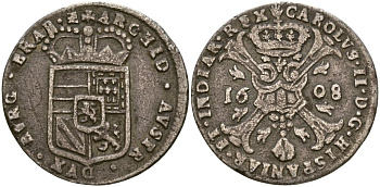 Нидерланды Испанские 4 стюверта 1698 GH 353-4, KM 121 серебро 1526-1332