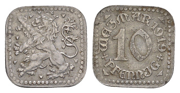 Веймар 10 пфеннигов 1919 Funck 586.4 железо 4636-838
