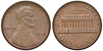 США 1 цент 1978 D, Линкольн KM 201 медь цинк 71-1034