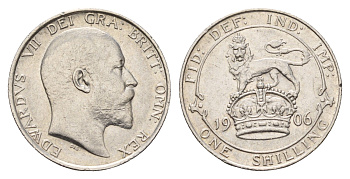 Великобритания 1 шиллинг 1906 Эдуард VII (1901-1910) KM 800, Spink 3982 серебро 443-1244