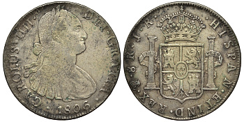 Боливия 8 реалов 1806 PJ, подделка в ущерб обращению KM 73.1 серебро 00-1067-1-22