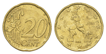 Италия 20 евроцентов 2002 KM 214 нордик 4629-323