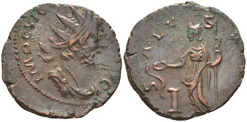 Римская Империя (императоры в Галлии) антониниан 269 - 271 Викторин. SALVS AVG, Салюта, божество Здоровья, Колония Агриппины, Good Very fine RIC 71 биллон 1073-13-106