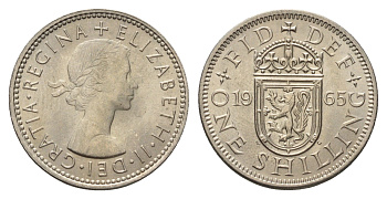 Великобритания 1 шиллинг 1965 Елизавета II (1952-2022), Шотландский герб KM 905, Spink 4148 медно-никель UNC 4121-937