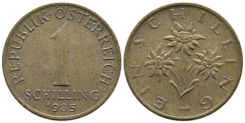 Австрия 1 шиллинг 1985 KM 2886 алюминиевая бронза 51-1825