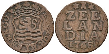 Зеландия (Zeeland), Нидерланды 1 дуит 1765 KM 81 медь 4577-151