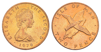 Остров Мэн 2 пенса 1976 KM 34 бронза UNC 4652-823