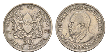 Кения 50 центов 1975 Джомо Кениата KM 13 медно-никель 4647-1215
