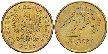 ПОЛЬША 2 ГРОША 2005 MW KM 277 латунь UNC 4516-1142