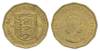 Джерси 1/4 шиллинга 1964 KM 25 никель латунь aUNC 4563-746