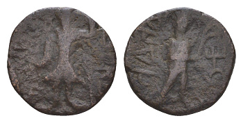 Кушанское Царство драхма 127-150 Канишка I, царь у алтаря / бог Митра Mitch AC 3180 бронза 1515-1822