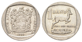 ЮАР 1 ранд 1995 KM 138 медь плакированная никелем aUNC 4627-316