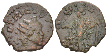 Римская Империя, императоры в Галлии антониниан 273 - 274 Тетрик II, C PIV ESV TETRICVS CAES, бюст цезаря / PAX AVG, Пация, персонификация мира, локальная чеканка в Галлии RIC 247 биллон 1073-24-57