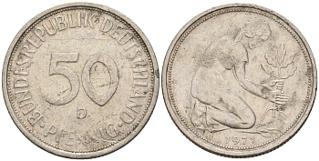 ФРГ 50 пфеннигов 1971 D KM 109, J. 384 медно-никель 4176-1111