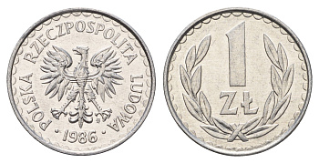 Польша 1 злот 1986 Y 49.1 алюминий UNC 4119-1257