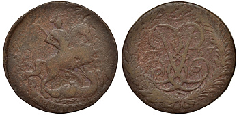 Россия 2 копейки 1757 красный монетный двор, Елизавета Петровна (1741-1762) Биткин 391 медь 221-641