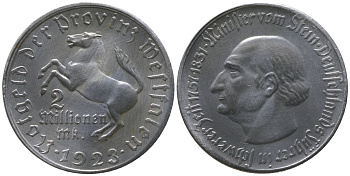 Вестфалия 2000000 марок 1923 Funck 645.9, J N25, Men18 33512.22 алюминий aUNC 4610-716