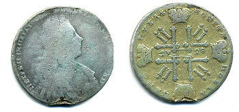 РОССИЯ 1 РУБЛЬ 1728 ПЕТР II серебро 501-121