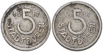 Дюрен (Пруссия) 5 пфеннигов 1917 Funck 105.5, Men05 5807.6, Men18 7249.6 железо 201-1156