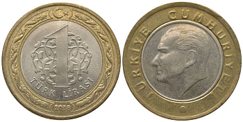 Турция 1 лира 2018 KM 1244 биметалл 4561-1044