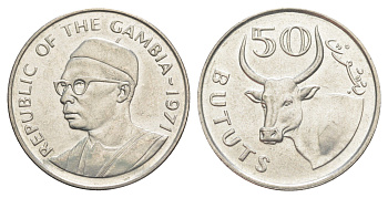 Гамбия 50 бутутов 1971 год-тип KM 12 медно-никель UNC 4654-452