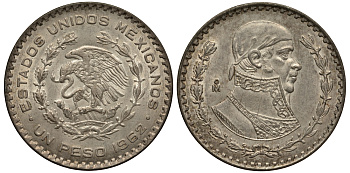 Мексика 1 песо 1962 Хосе Мария Морелос KM 459 серебро XF-UNC 107-1122