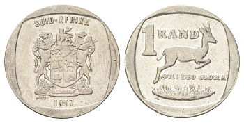 ЮАР 1 ранд 1997 KM 164 медь плакированная никелем 4627-331