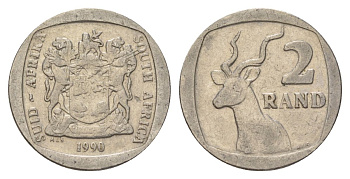ЮАР 2 ранда 1990 KM 139 медь плакированная никелем 4626-1114
