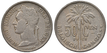 Бельгийское Конго 50 сантимов 1928 Belgen KM 23  медно-никель    4116-644