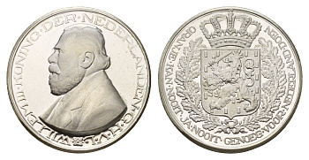 Нидерланды медаль из серии история Нидерландов - Виллем III - король Нидерландов первая половина XX века Oranje Kan Nooit, Ja Nooit Genoeg Voor Nederland Doen, диаметр 25 мм, вес 7,5 гр серебро PROOF 4671-1052