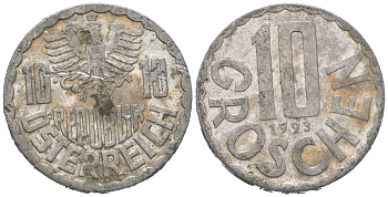 Австрия 10 грошей 1993 KM 2878 алюминий 4621-514