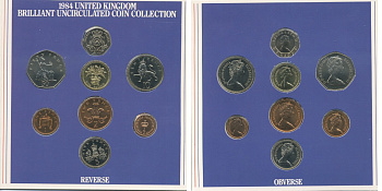 Великобритания набор из 8 монет 1984 БУКЛЕТ, СЕРТИФИКАТ UNC 7-4-72