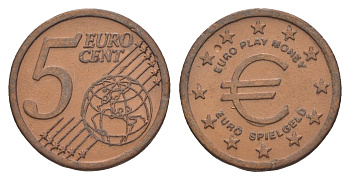 Европа игровой жетон в "5 евроцентов" ND диаметр 21 мм, вес 0,5 гр пластик 4613-956
