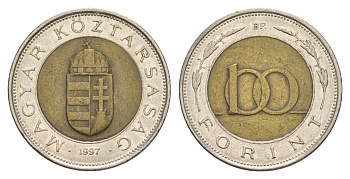 Венгрия 100 форинтов 1997 BP KM 721 биметалл 4648-1012
