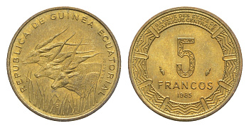 Экваториальная Гвинея 5 франков 1985 KM 62 алюминиевая бронза UNC 4651-443