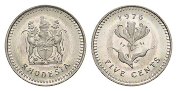 Родезия 5 центов 1976  KM 13 медно-никель  UNC  4640-913