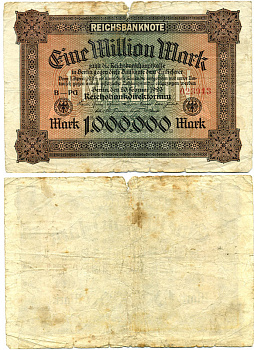 ГЕРМАНИЯ 1000000 МАРОК 1923 БЕРЛИН 20.02.1923 Pick 86a бумага 2192-71-2