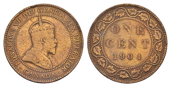 Канада 1 цент 1904 Эдуард VII (1901-1910) KM 8 бронза 4657-611