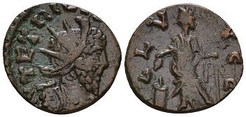 Римская Империя, императоры в Галлии антониниан 274 Тетрик, IMP C TETRICVS P F AVG, бюст императора / SALVS AVG, Салюта, персонификация Здоровья, локальная чеканка в Галлии RIC 126 биллон 1073-25-81