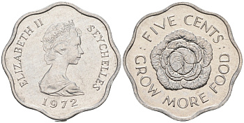 Сейшельские острова 5 центов 1972 FAO, цветок, Елизавета II KM 18 алюминий UNC 4588-651