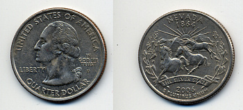 США 25 центов (квотер) 2006 D, серия штаты США, Небраска KM 382 медь плакированная медно-никелем 4390-937