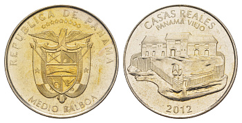Панама 1/2 бальбоа (50 сентесимо) 2012 Панама-Вьехо - Королевский дом KM 143 медь плакированная медно-никелем UNC 4645-225
