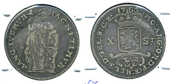 НИДЕРЛАНДЫ УТРЕХТ 10 ШТЮБЕРОВ 1786 KM 110 серебро 503-611