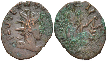 Римская Империя, императоры в Галлии антониниан 273 - 274 Тетрик II, локальная чеканка в Галлии RIC биллон 1073-24-87