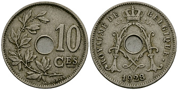 Бельгия 10 сантимов 1928 Belgique KM 85 медно-никель 4172-1042