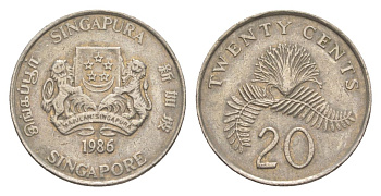 Сингапур 20 центов 1986 KM 52 медно-никель 4632-147